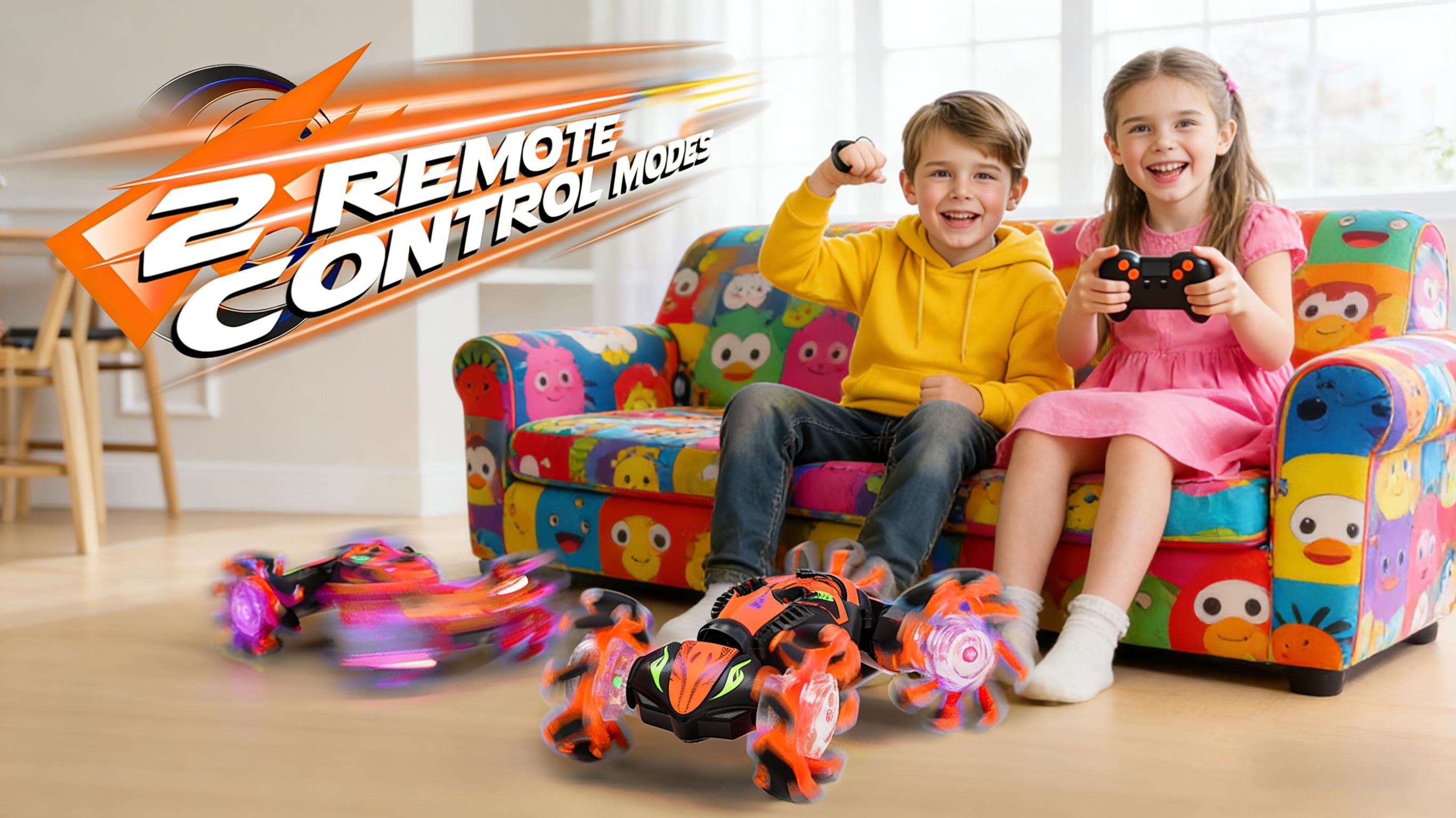 Gesture Sensing RC Stunt Car, Hand Controlled Remote Control Twist Cars with Light & Music, 4WD 360 °   Rotate Transform Drift, Cool Birthday presents and Ideas Gifts for Kids Age 6 7 8 9 10 11 12 YearsOld