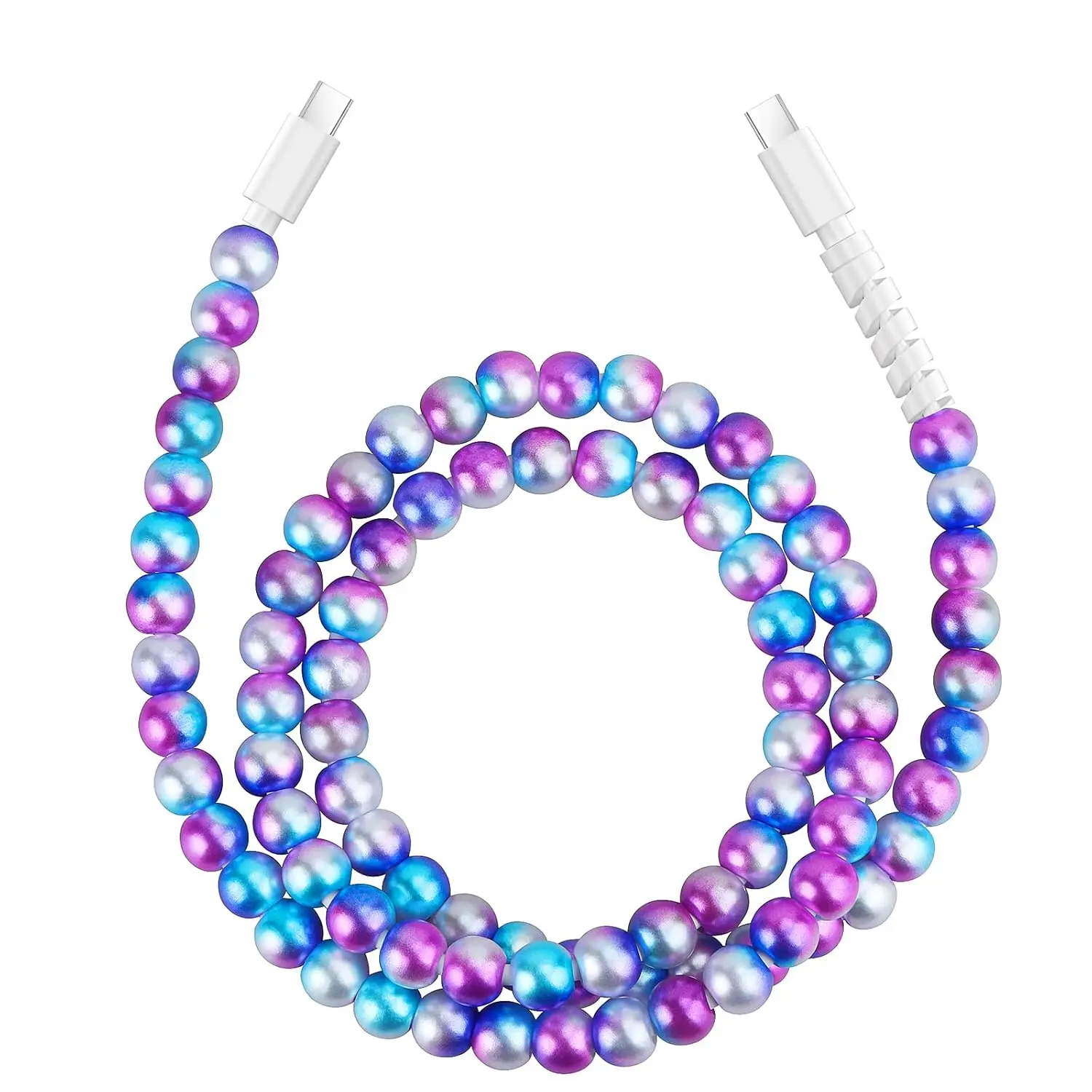 USB C  for  16 Beaded  Cord    for Girls Women 3.3FT Colourful  Type C  for  15, for iPad A16 11th, for Galaxy S25-  Blue Gradient