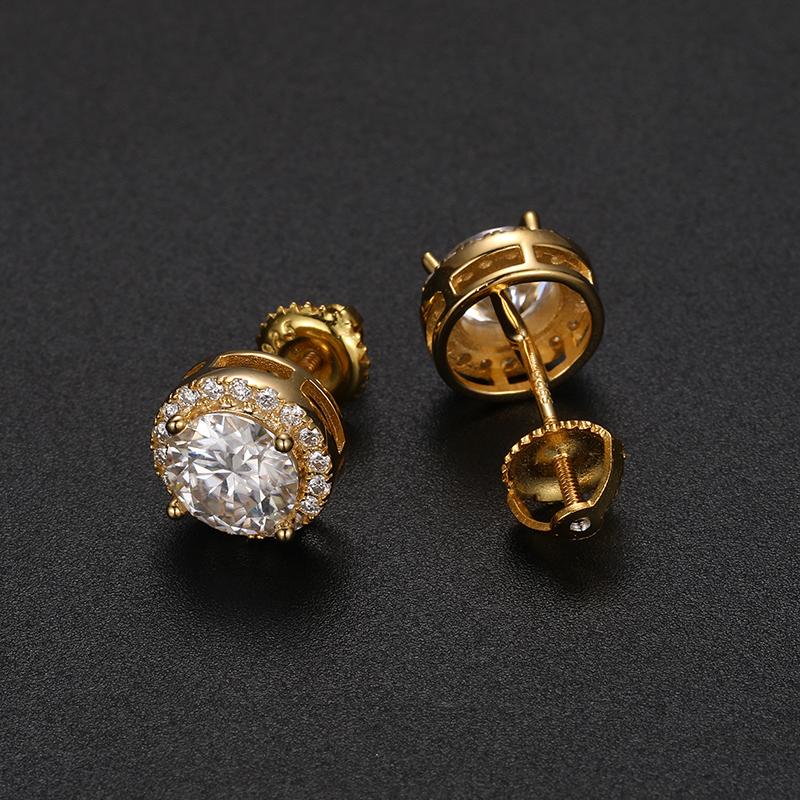 【E75 Live2】UCCIYO 925 Sterling Silver Synthetic Moissanite Stud Earrings For Women Men Unisex Fashion Simple Style Jewelry Daily Wedding Anniversary Birthday E75