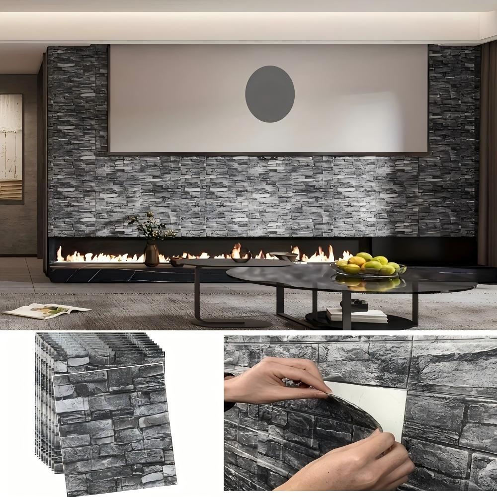 3D Wall Sticker Panel, Self-adhesive Waterproof Foam Brick Wallpaper, Easy Install Durable Design Wall Decor for Living Room & Bathroom