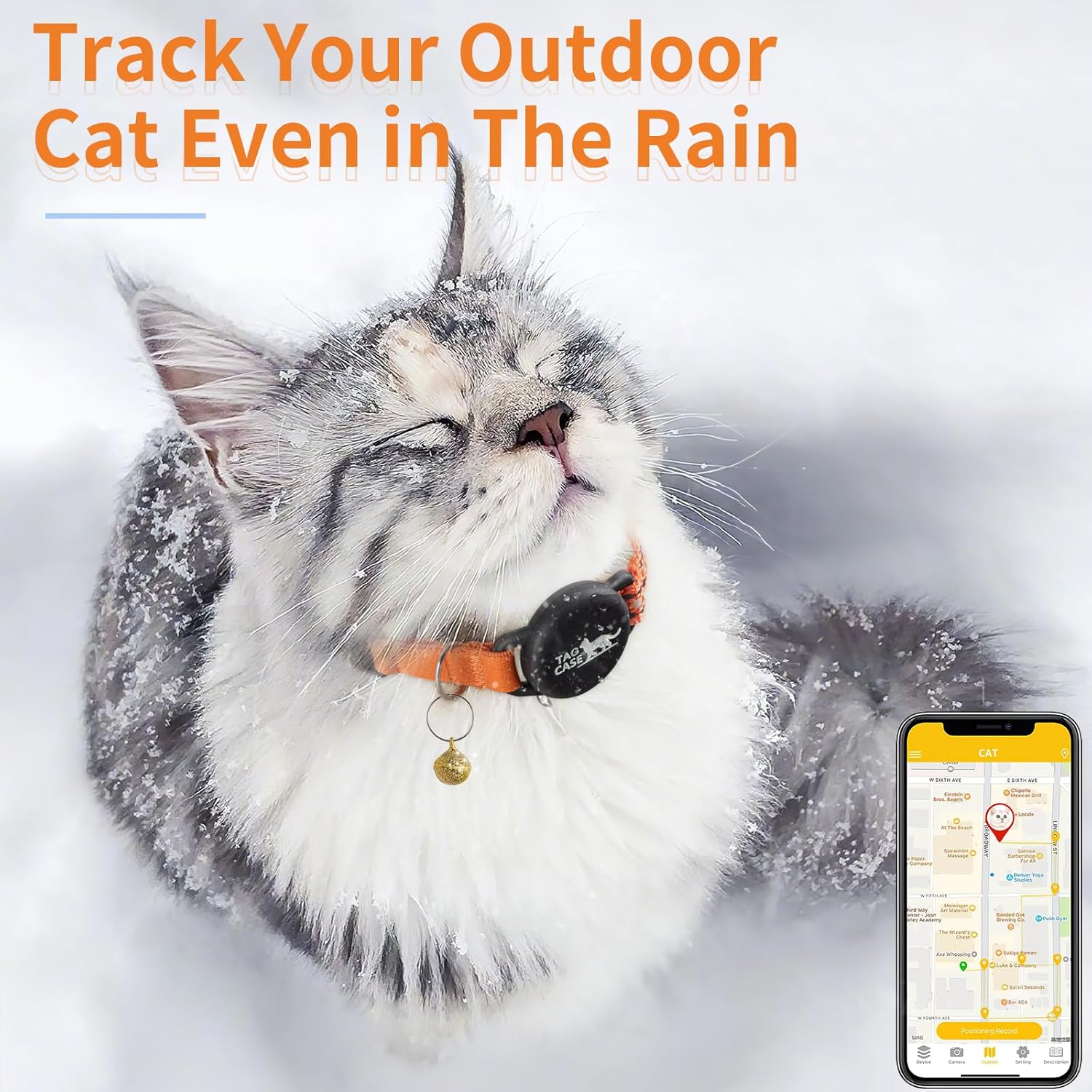 Cat GPS Tracker, Reflective Collar Tracker, Anti-lost Device, Compatible with Apple Find My Function (Only for iOS System), Pet Supplies, Harness, Reflective Strip Harness
