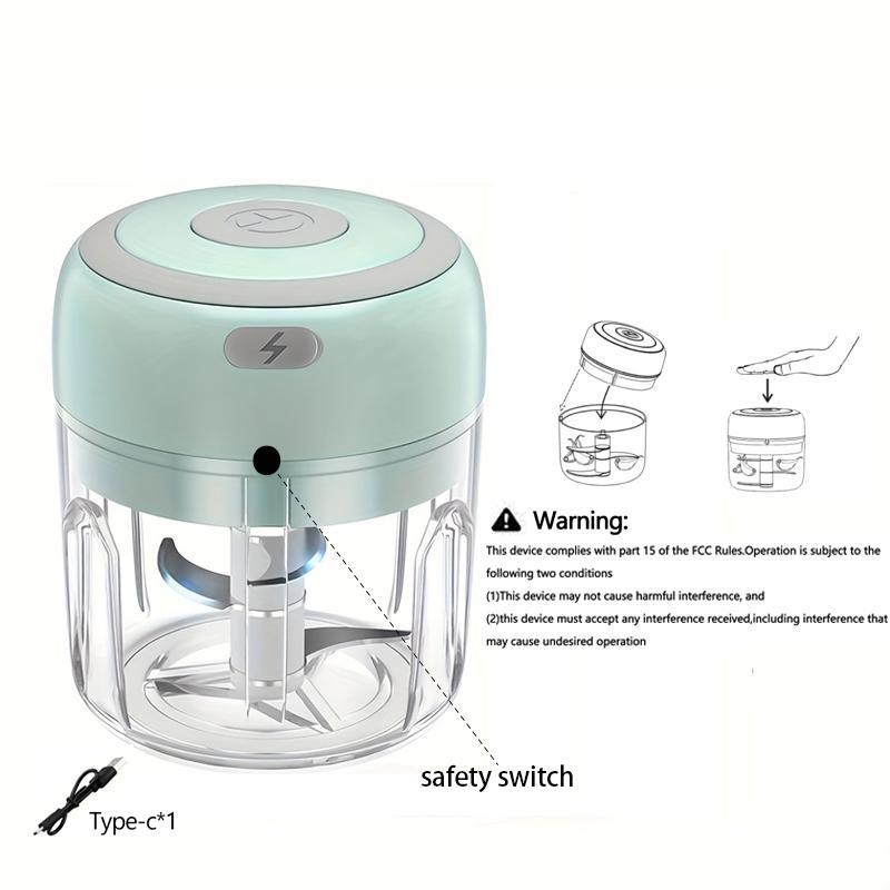Electric Garlic Chopper, USB-Rechargeable Mini Portable Vegetable Chopper, Multifunctional Durable Chopper, Garlic Grinder Masher, Wireless Food Processor for Ginger, Chili, Fruit and Meat, Household Appliances