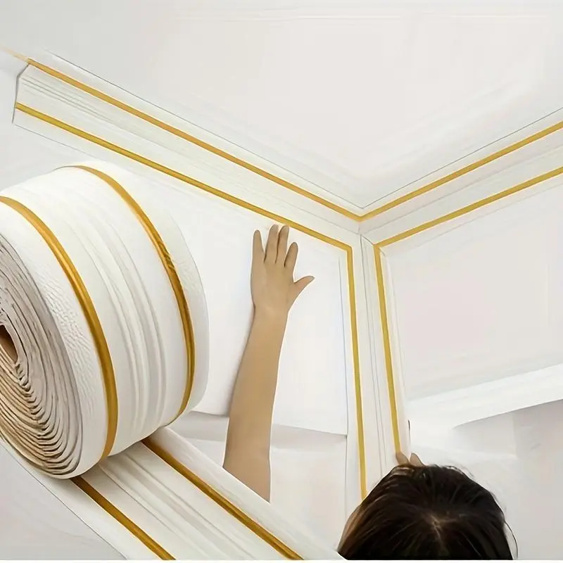 ASD 90.55in Peel and Stick Vinyl Decorative Wallpaper Corner Strip - Self-Adhesive, Waterproof, Moisture-Proof, Removable, Easy to Apply for Base Board Wall, Living Rooms with Peel and Stick Wallpaper Designs