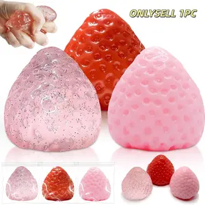 New simulated strawberry stress-relief toy, made of high-quality TPR material, super soft with slow rebound properties, suitable for adults and children to use in any setting, making it an ideal holiday gift or children's present
