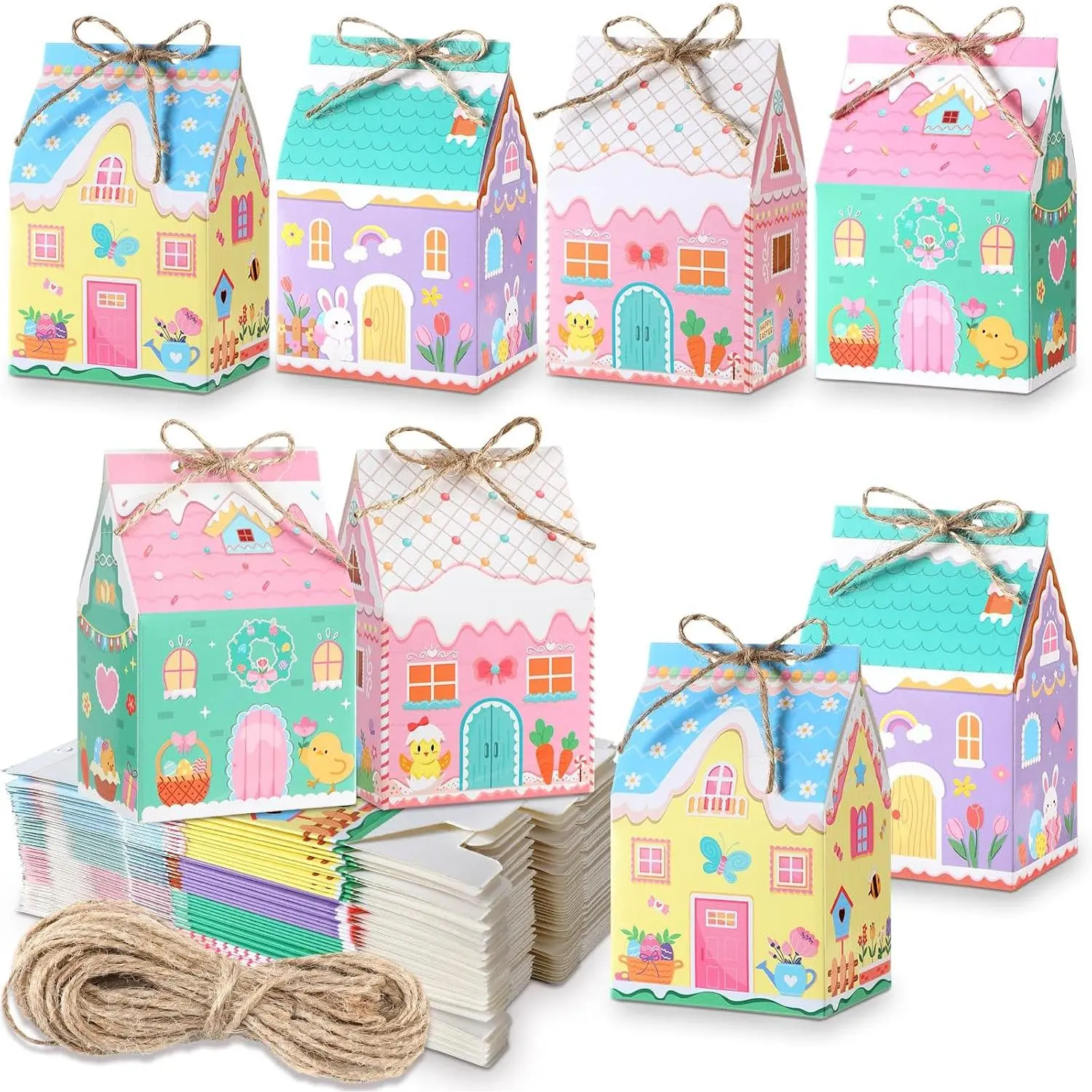 48 count Easter  Boxes Candy Mini  Egg House Favor Box Easter Party Paperboard  Boxes for Holiday Party  Cookie Goodie Snack  Packaging