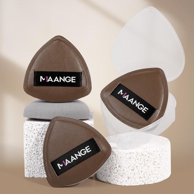 MAANGE 4pcs Bamboo Charcoal Marshmallow Air Cushion Puff with Storage Box, Powder Puff for Loose Powder, Face Makeup Sponge Soft Velour Triangle Powder Puffs Beauty Sponge, Cosmetics