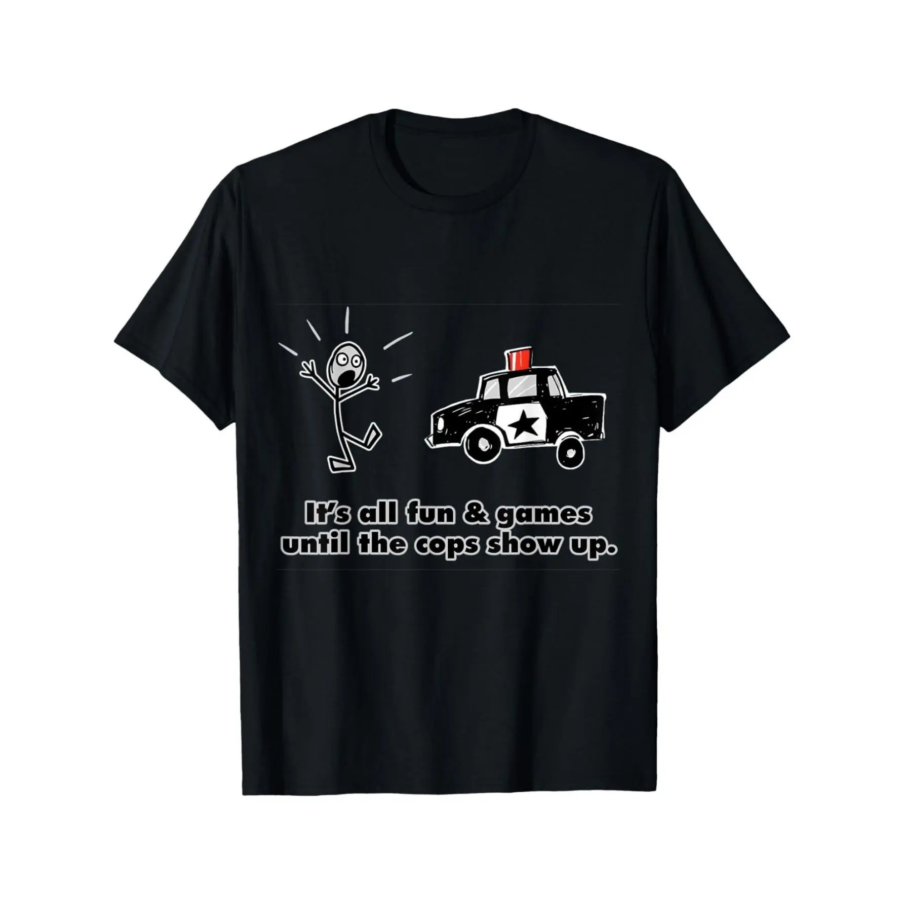 Men's Funny Retro Graphic T-Shirt, "Fun & Games" Slogan 100% Cotton Knit Fabric Short Sleeve Crew Neck Top for Casual Wear, Shortsleeve, Tops, Menswear, Machine Wash, Casual Tee, Medium Length, Offset Print, Round Neck, Stretch