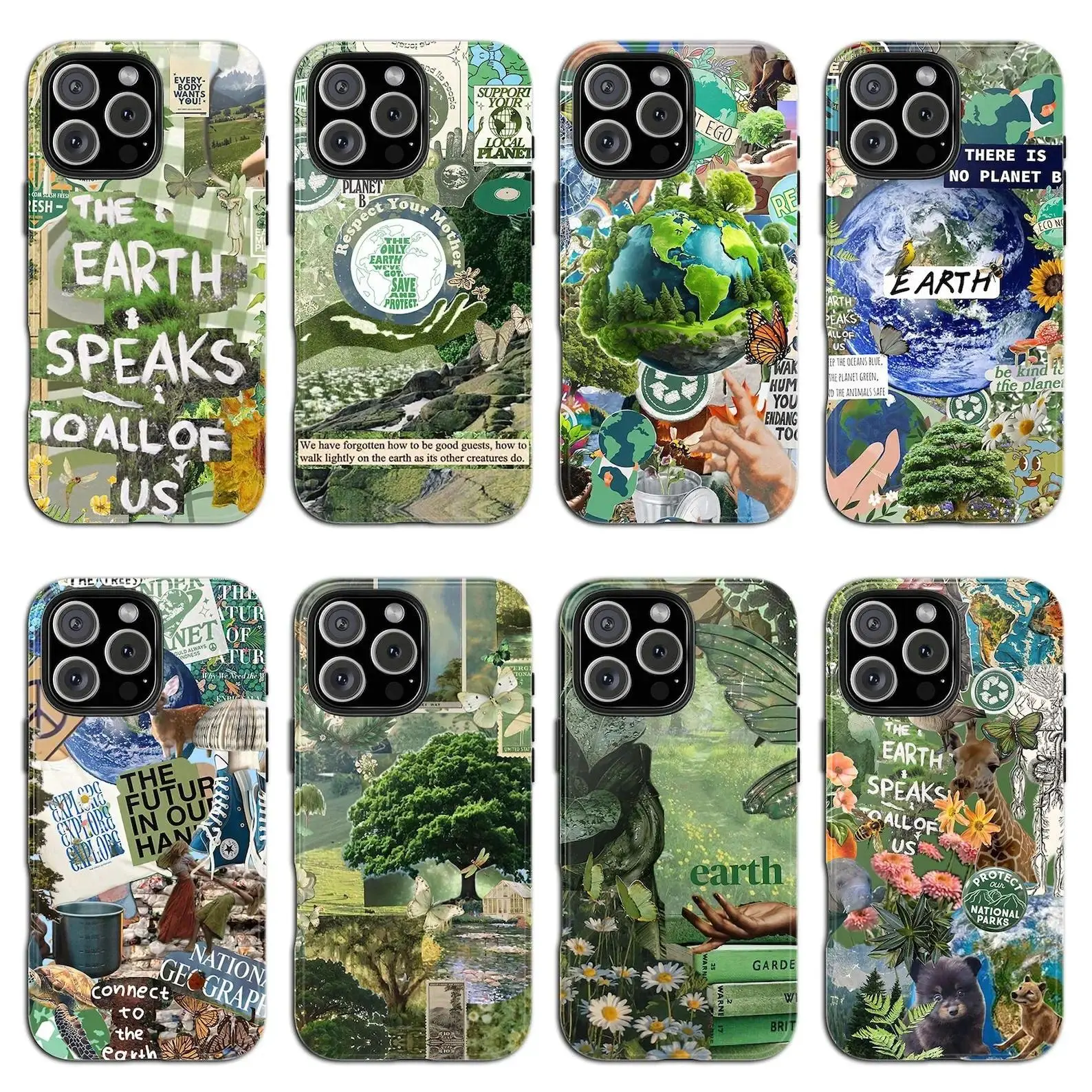 Earth Day Phone Case, Planet Earth Environmental Design, Eco-Friendly Nature Aesthetic Protective Cover, Designed for iPhone 11-17 Pro Max/Plus & Samsung Galaxy S23-S25