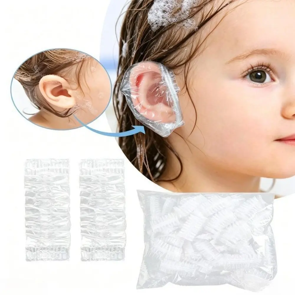 Disposable Clear Ear Covers (100/200 Packs), 10cm-3.9in Large Elastic Waterproof Ear Protection for Showering, Bathing, Fashion & Personal Care Earmuffs Accessory