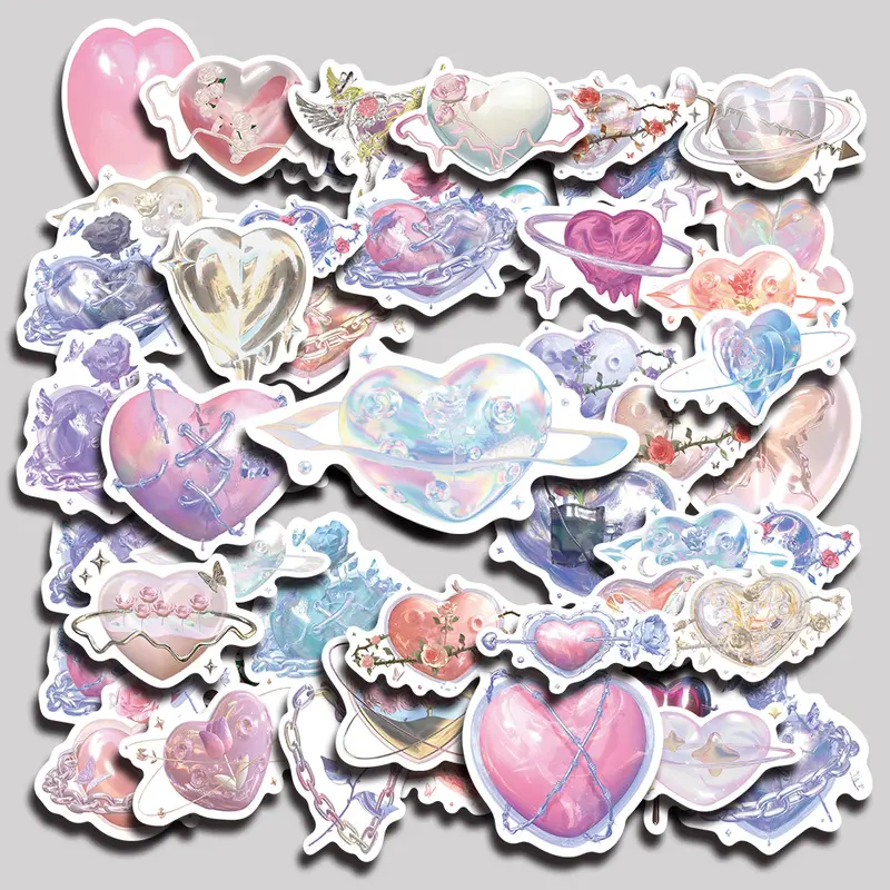 60PCS Rose Heart Aesthetic Vinyl Stickers Pack for Laptop Water Bottle Phone Case Skateboard Journal Scrapbook DIY Decoration