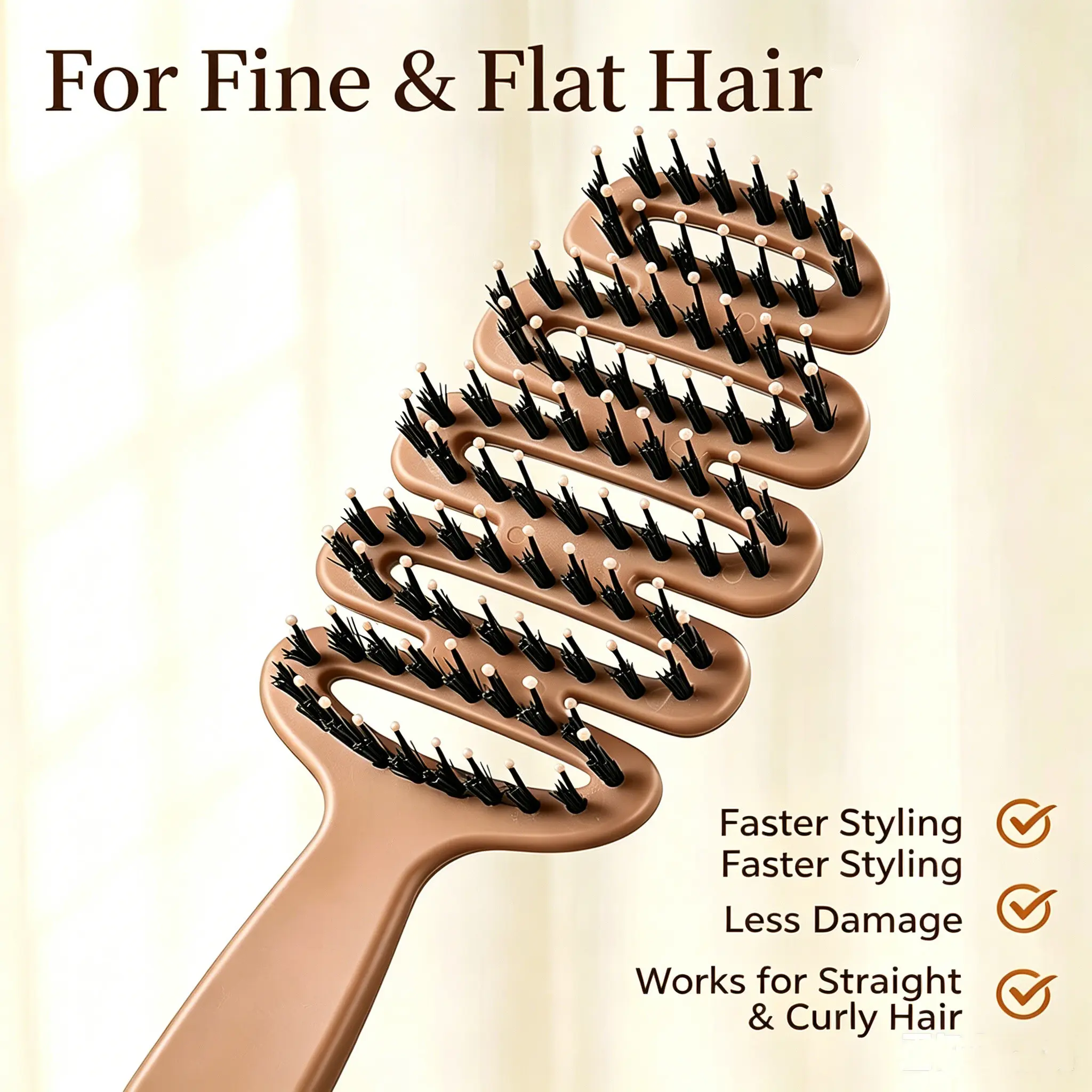 Boar Bristle Hair Comb, Smoothing Comb, Hair Styling Comb, Hairstyling Comb, High Crown Volumizing Tool, Smooths Parting, Scalp Massages , Detangles Without Knots, Tangle Free Hair, Perfect for Daily life