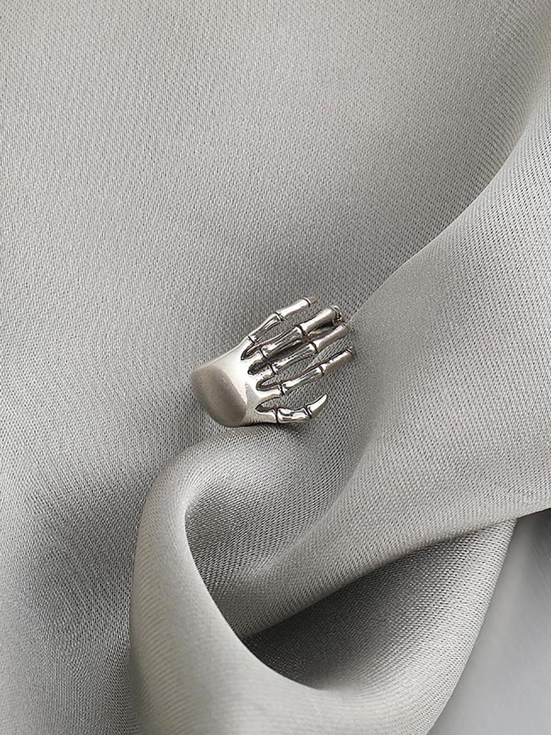 1 Piece Women's Trendy Plain Skull Hand Design Alloy Ring, Personalized Fashion Street Hip Hop Style Party Accessories