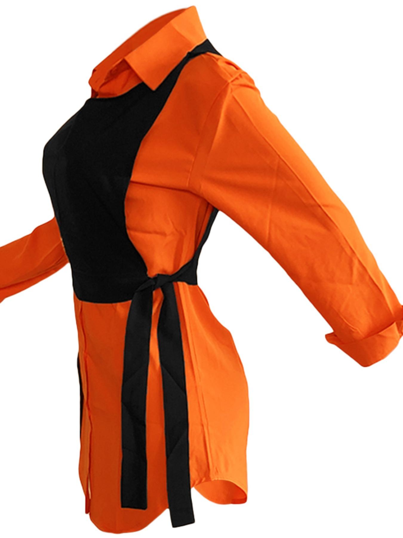 Two-piece Set Women's Plain Asymmetrical Hem Button Collared Shirt Dress & Tie Front Gilet Set, Fall Sets Casual Fashion Comfort Stretchy Long Sleeve Dress & Vest Clothes for Daily Outdoor Wear, Lady Two Piece Sets, Casual Outfits Women, Womenswear