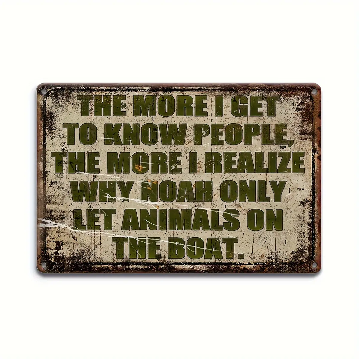 Vintage Funny Noah Ark Quote Wall Plaque, Distressed Rustic Humorous Saying Decor for Man Cave Garage Bar Home