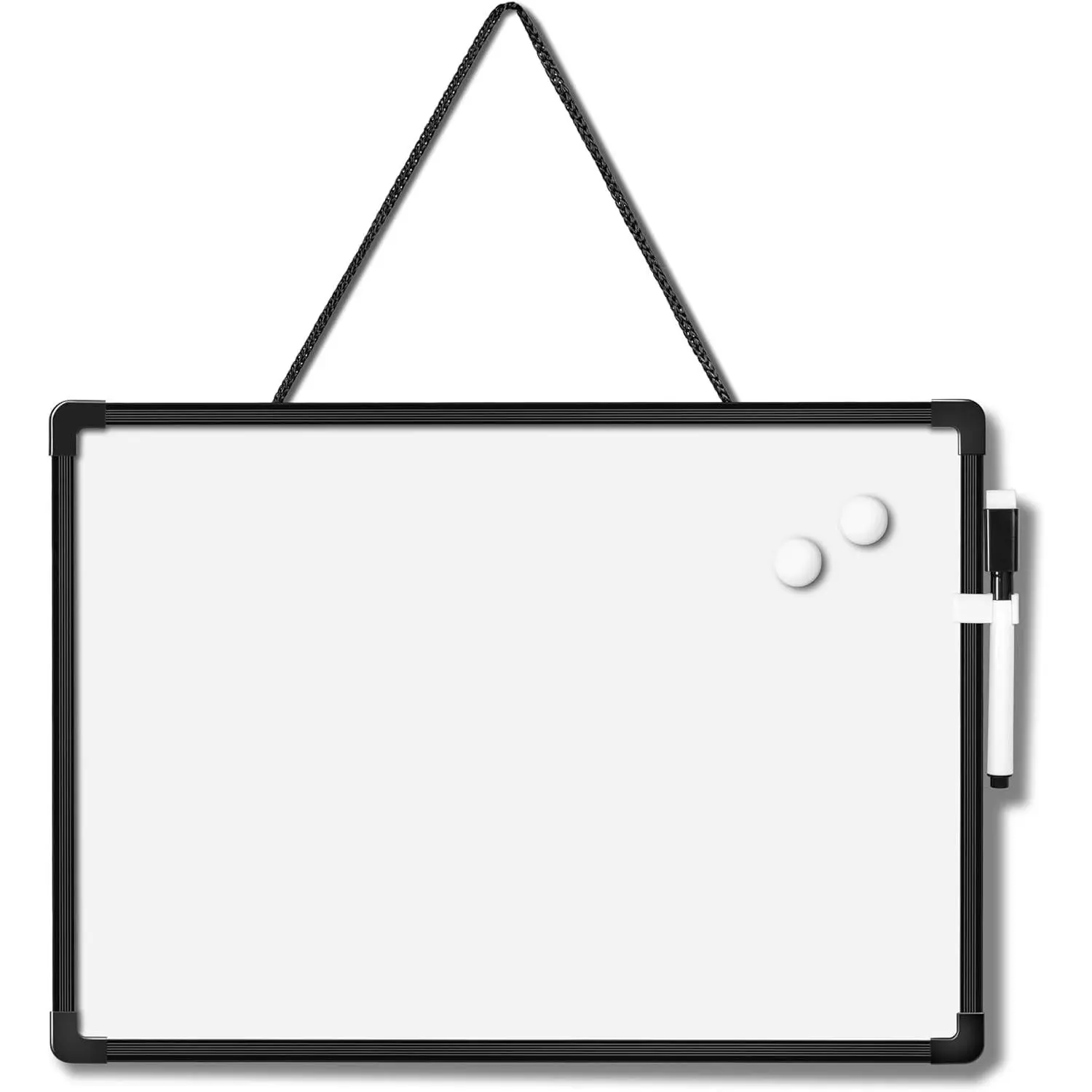 Double-Sided Small White Board 14" x 11", Dry Erase Board for Wall, Black Frame Mini  Whiteboard for  School Office