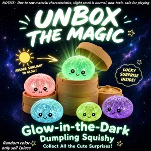 Glow-in-the-Dark Dumpling Squishy Gift Box, Slow Rise Realistic Food Fidget Toy, Soft Squeeze Stress Relief Mini Figure, Cute Desktop Decor & Tiny Gift