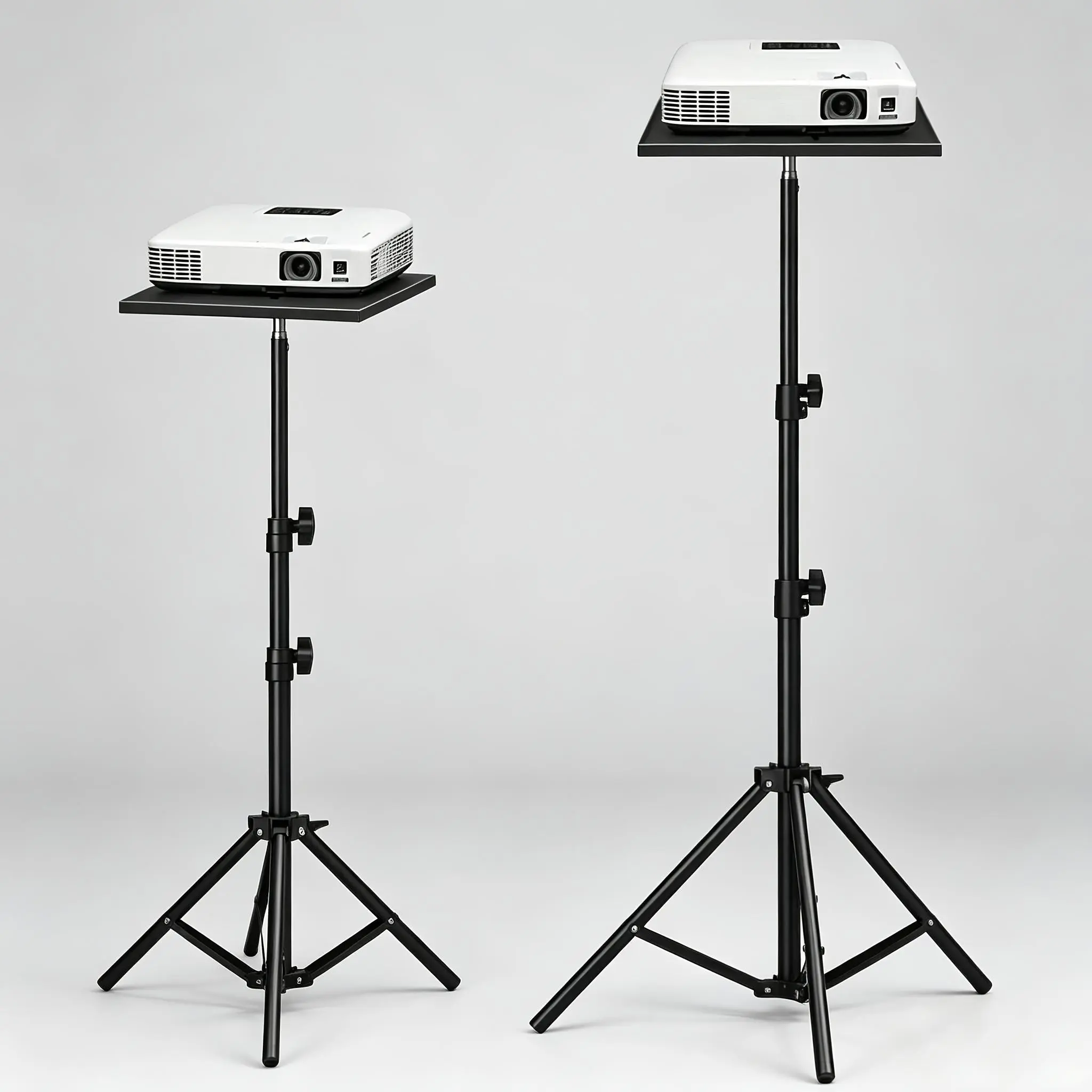 Projector Tripod Stand with Tray, Adjustable Height Foldable Desktop and Floor Stand, 1/4 Inch Screw for Most Projectors, Cameras, Ring Lights, Accessories