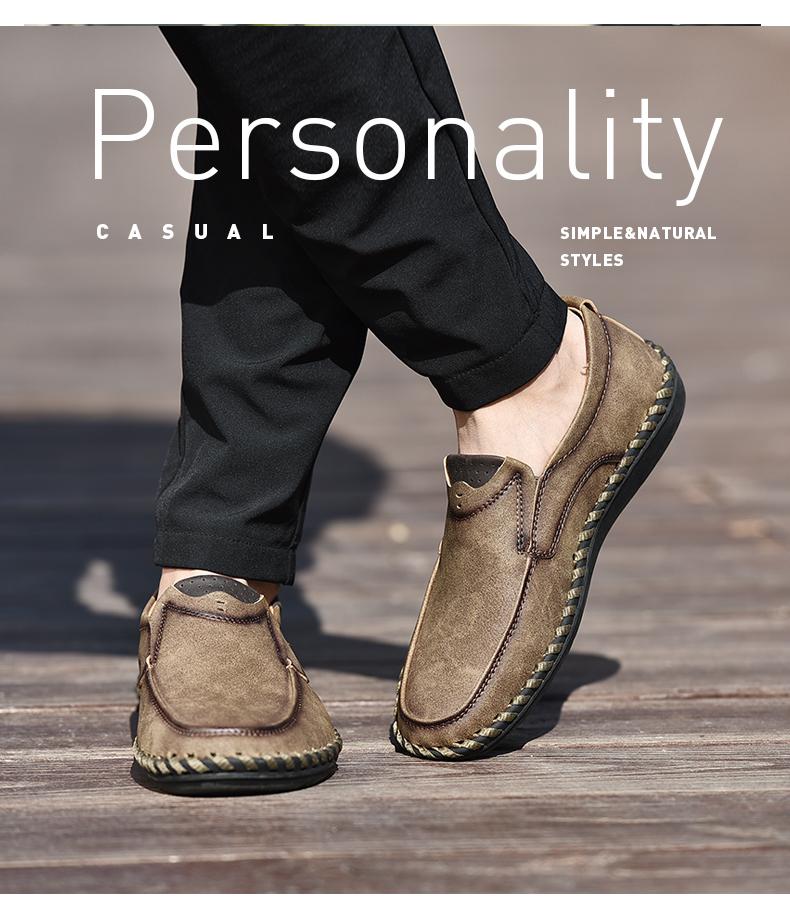 Men's Hand-sewn Flat Loafers Suitable for Office and Business Occasions