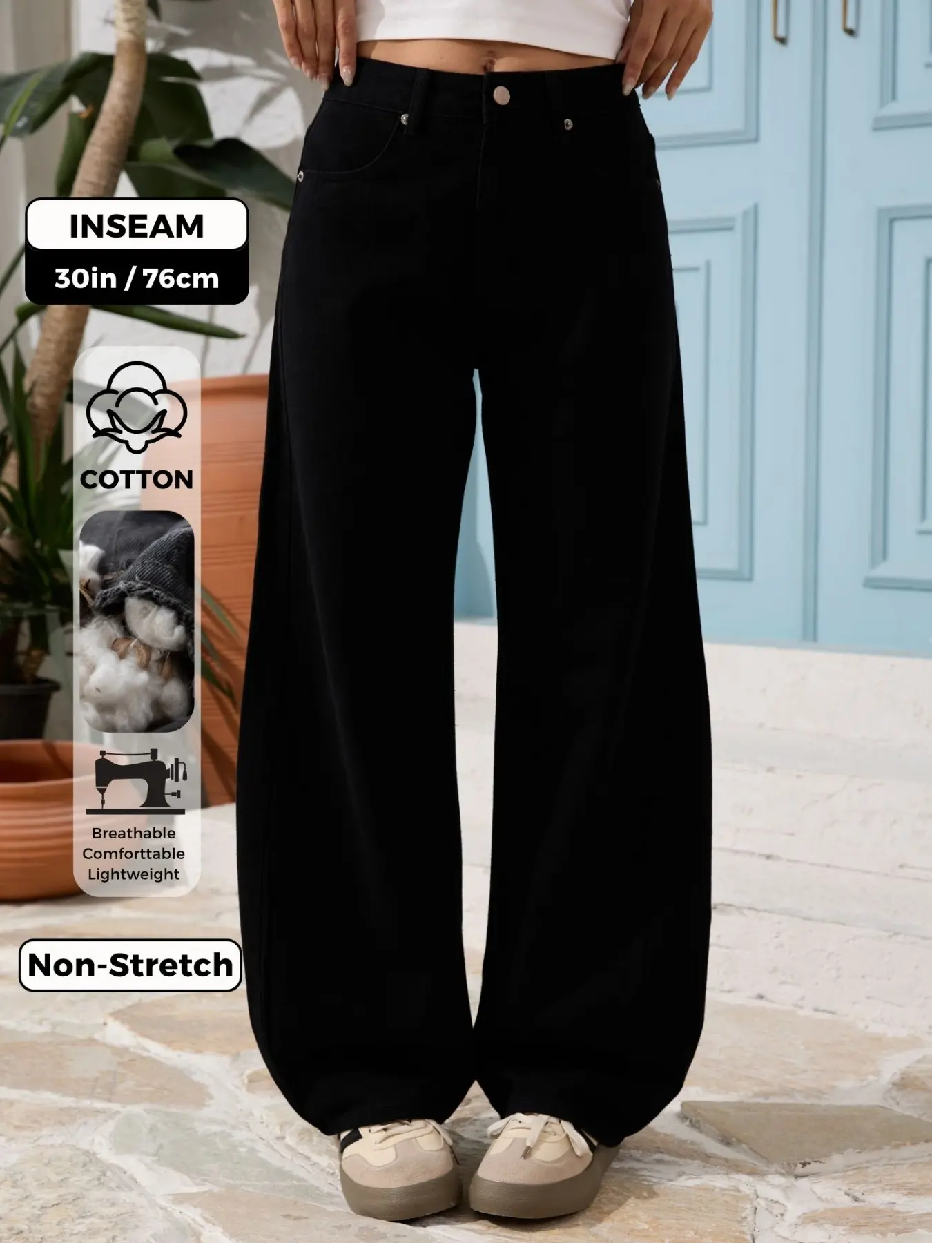 Wanduyini Womens Barrel Baggy Jeans Button Mid Waisted Wide Leg Y2K Boyfriend Denim Pants Vintage Loose Long Trousers