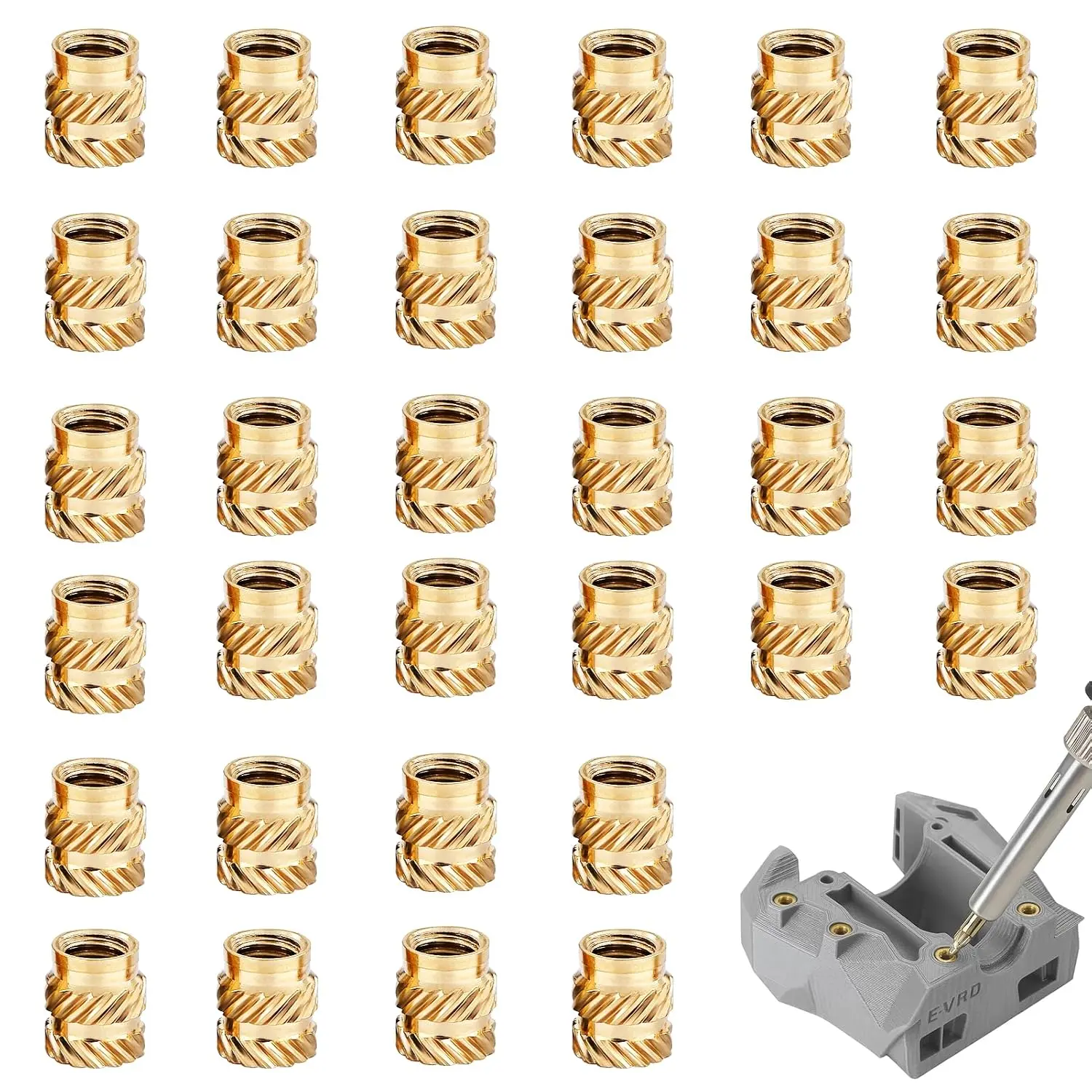 1/4''-20 Threaded Inserts – 32 count Brass Heat Set Inserts for  Printing, Plastic , Repair and Assembly (1/4"-20x10x8)