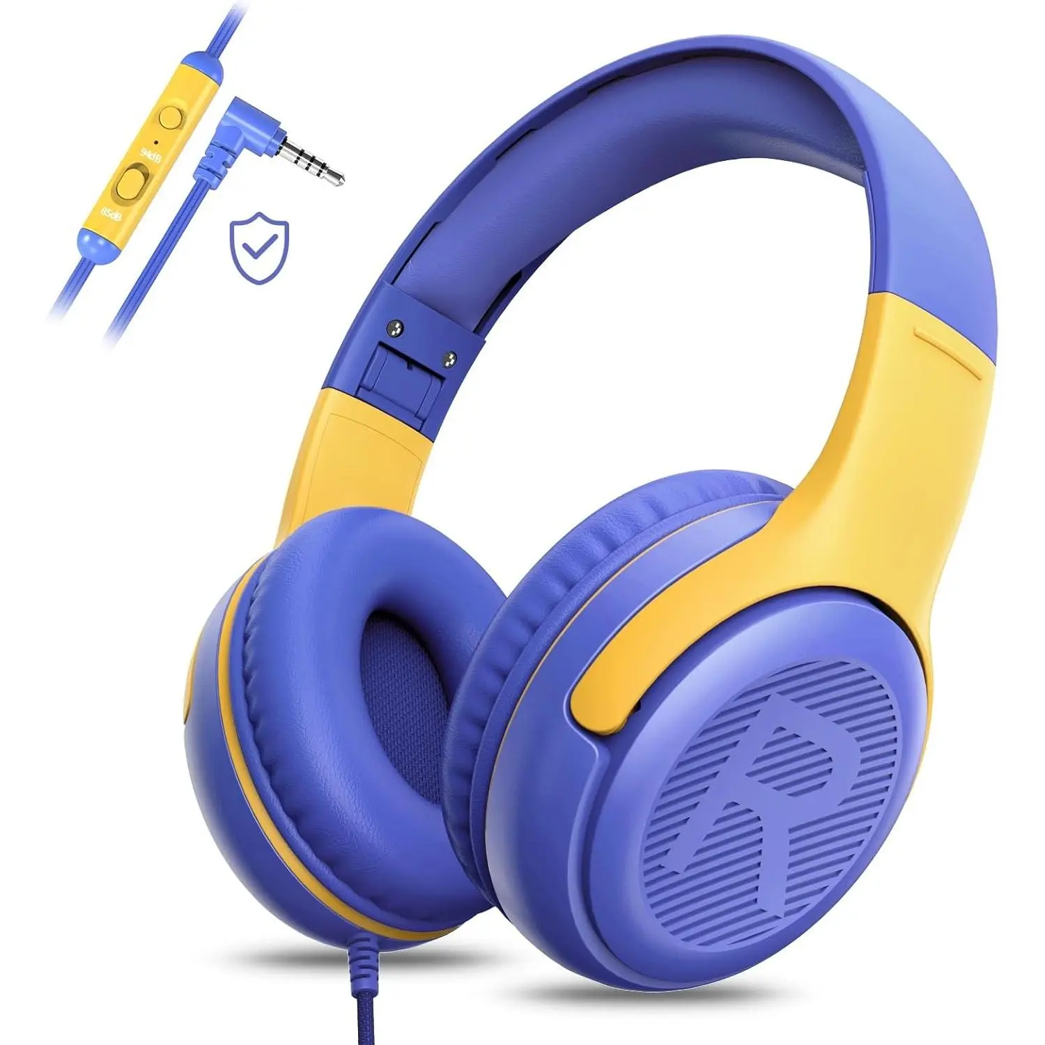 Headphones Wired with Microphone for ipad  Laptop for Boys Girls Volume Limit Foldable Over Ear Headset for School 3.5mm Jack