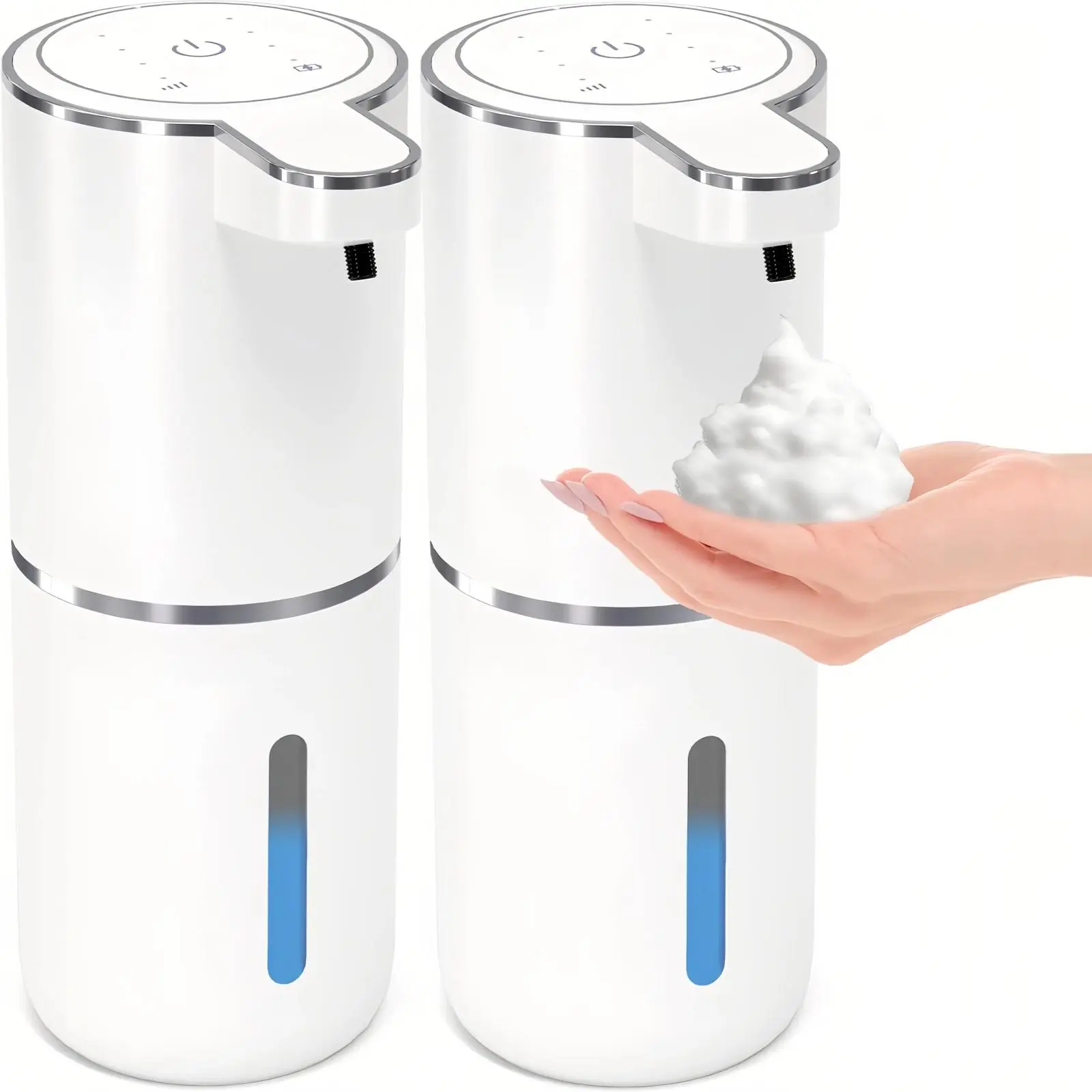 Touchless Smart Foaming Soap Dispenser USB Rechargeable Wall Mount Adjustable 4 Level Foam Pump Leak Proof for Bathroom Kitchen