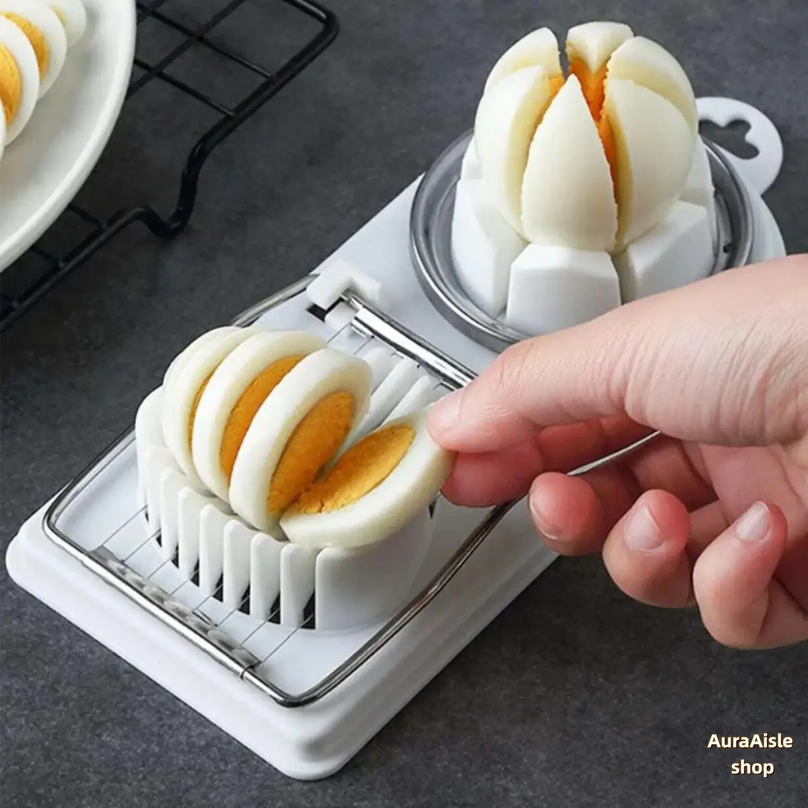 2-In-1 Dual Head Stainless Steel Egg Slicer, Multi-Purpose Hard Boiled Egg Cutter & Cheese Slicer, Precision Cutting Kitchen Gadget for Breakfast, Household Cooking Utensil Accessory