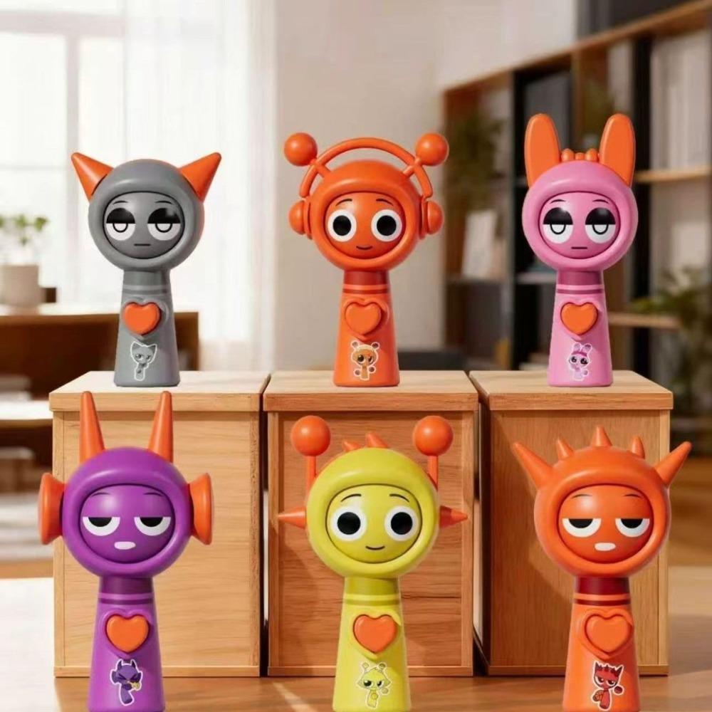 6Pcs/Set Mini Sprunki Action Figure Face-changing Toy Movie Sprunki Wenda Model Doll Figurines with Keychain Kids Birthday Gifts