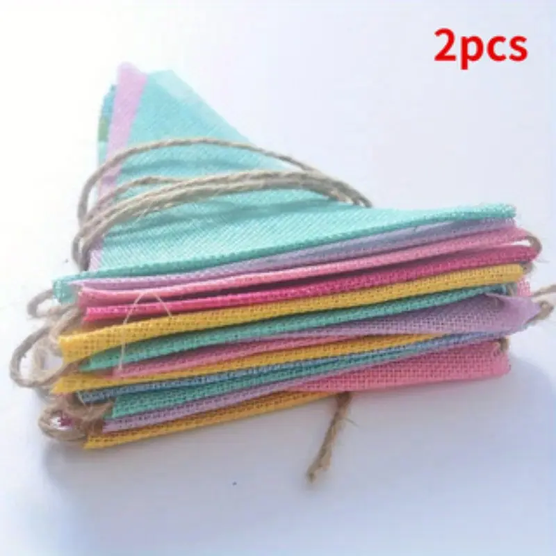 2-Pack 4m Colored Flags, Hemp Linen Banners, Vibrant Triangle Banners for Parties, Birthday, Wedding, Christmas, Easter Decorations