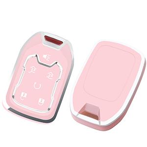 for GMC Key Fob Cover with Keychain, Soft TPU Full Protection Key Shell Key Case Compatible with Chevy Silverado Suburban Tahoe GMC Acadia Sierra Terrain Yukon,6-Button(Blue)