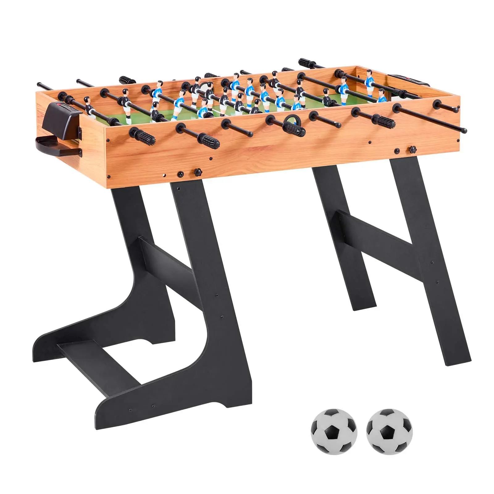 【Summerfinds】VEVOR Folding Foosball Table, 42 inch Standard Size Table, Indoor Full Size Foosball Tables for Home, Family, and Game Room, Durable Soccer Set, Includes 2 Balls