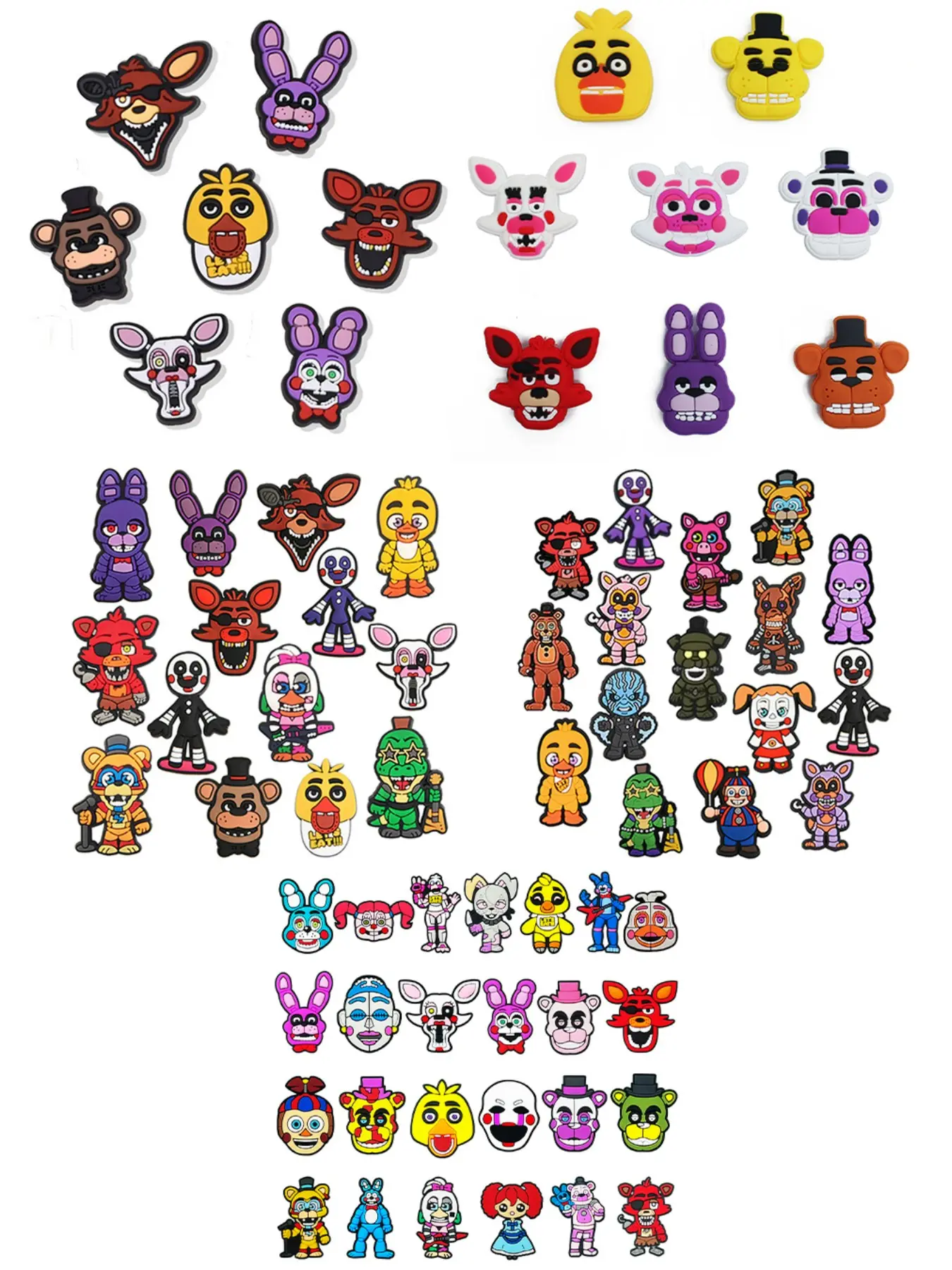 7-25pcs Five Nights at Freddy Cartoon Decorative Shoe Accessories, Cute Kids' Footwear Decorations, Wristbands, Sandals, Perfect Christmas Gifts