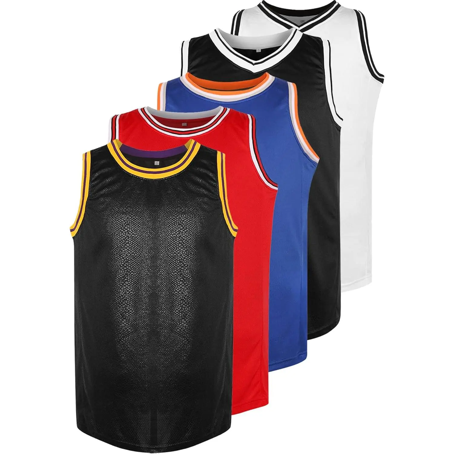 Mens Blank Mesh Basketball Jersey - 90S Hip Hop Menswear, Sleeveless Male Athletic Practice Sports Shirt for Party, S-3XL Mesh Fabric Apparel, Breathable, Double Needle Hemmed Stitches, Available Sizes: S-3Xl, Durable, Large, Plain, Polyester, Us Standard