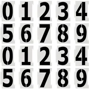 4 Inch Curb Number Stencils 20Pcs 0-9 Address Curb Stencil Kit Reusable Plastic Interlocking Stencils for Painting Address on Wall Wood Road Mailbox