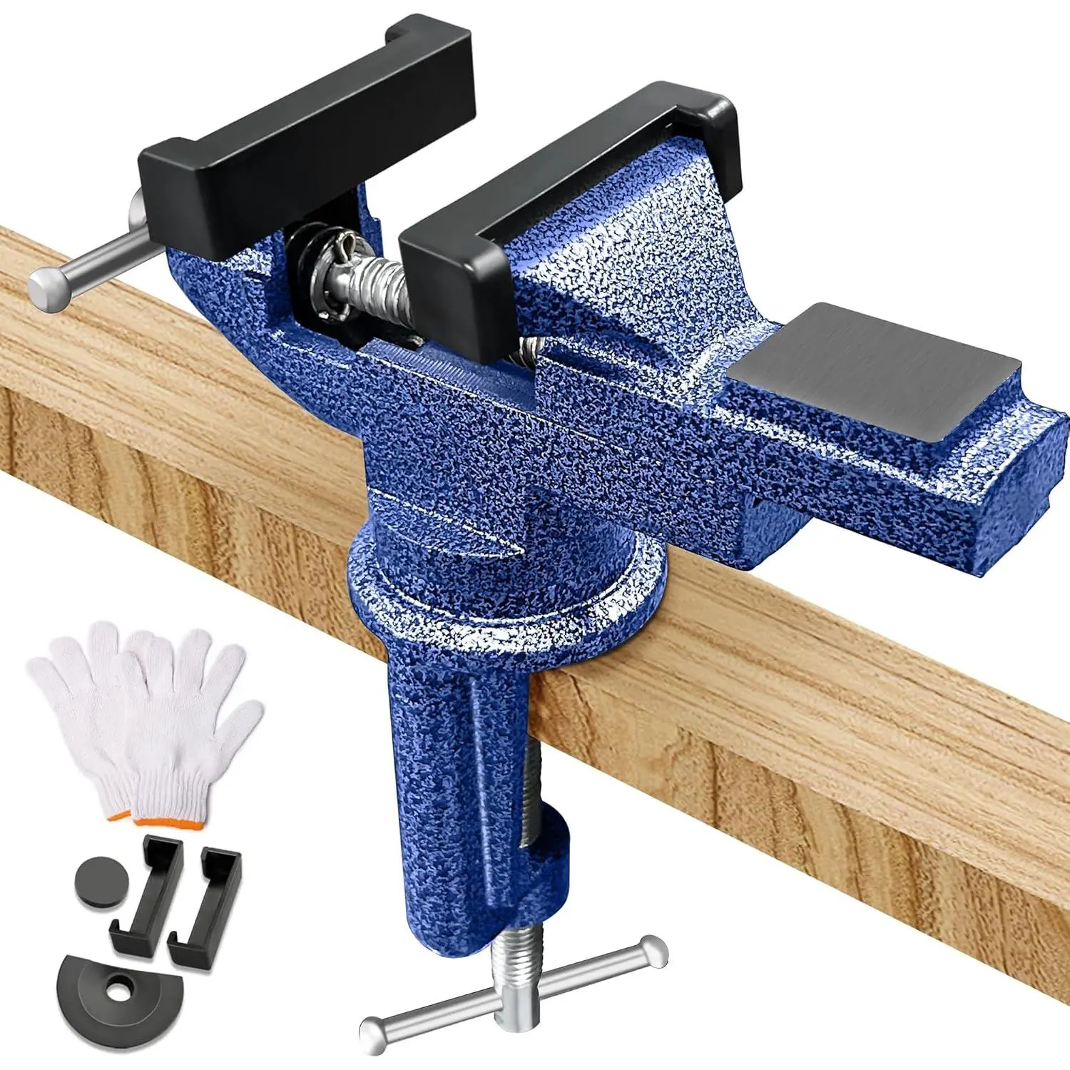 Table Vise 3.1 Inch, 360° Swivel Clamp-On Bench Vise With| Home Vise, Work Bench Vise For Woodworking, Metalworking, Cutting Conduit, Drilling, Sawingtable