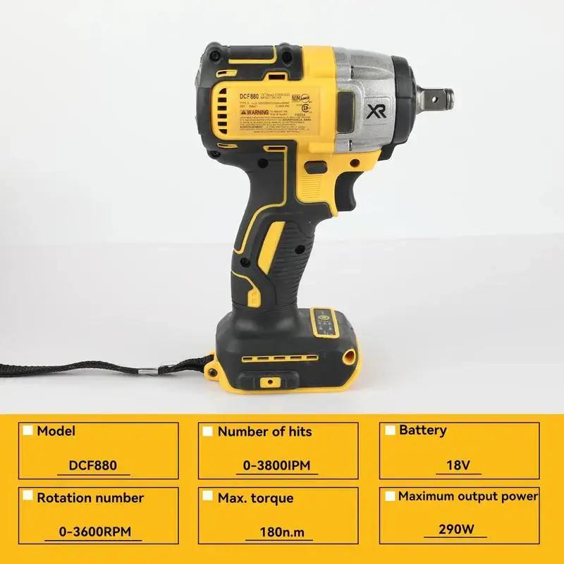 Dewalt DCF880 3300RPM Brushless Impact Wrench High Torque Cordless Electric Wrench for Tire Repair 20V Rechargeable Power Tool with Brushless Motor