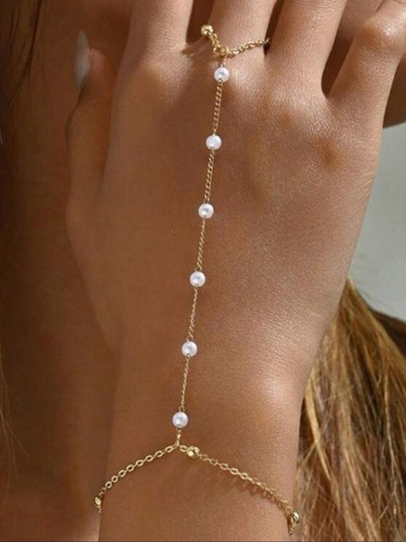 Women's Elegant Vintage Beaded Design Ring Linked Bracelets, 2024 New Style Trendy Exquisite Bracelet, Fashionable Jewelry As Birthday Gift for Girlfriend, Stackable Bracelets, Trendy Jewellery Accessories