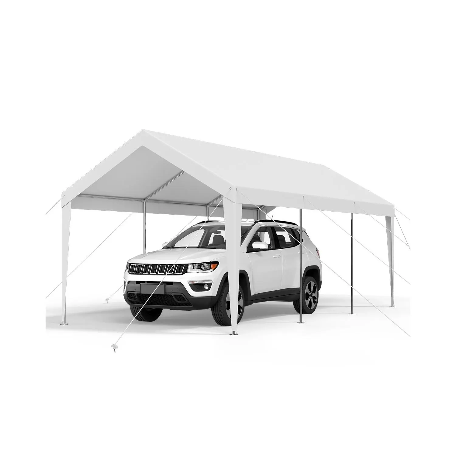 VEVOR Carport, 10x 20 FT Outdoor Car Canopy, Potable Carport, Heavy Duty Galvanized Car Shelter, UV-Resistant Water-Resistant, All-Season Protection, Storage Shed for Boat Motorcycle White