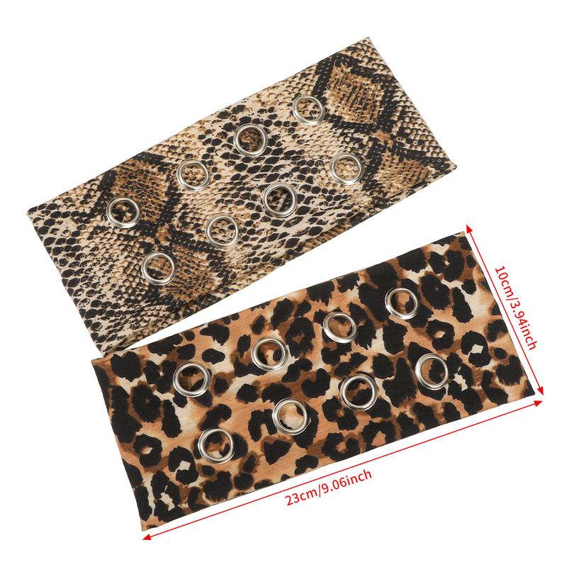 AWAYTR Women Hollow Out Metal Eyelets Elastic Headband Y2k Punk Girls Rock Stretchy Wide Hairbands Headwear Hair Accessories