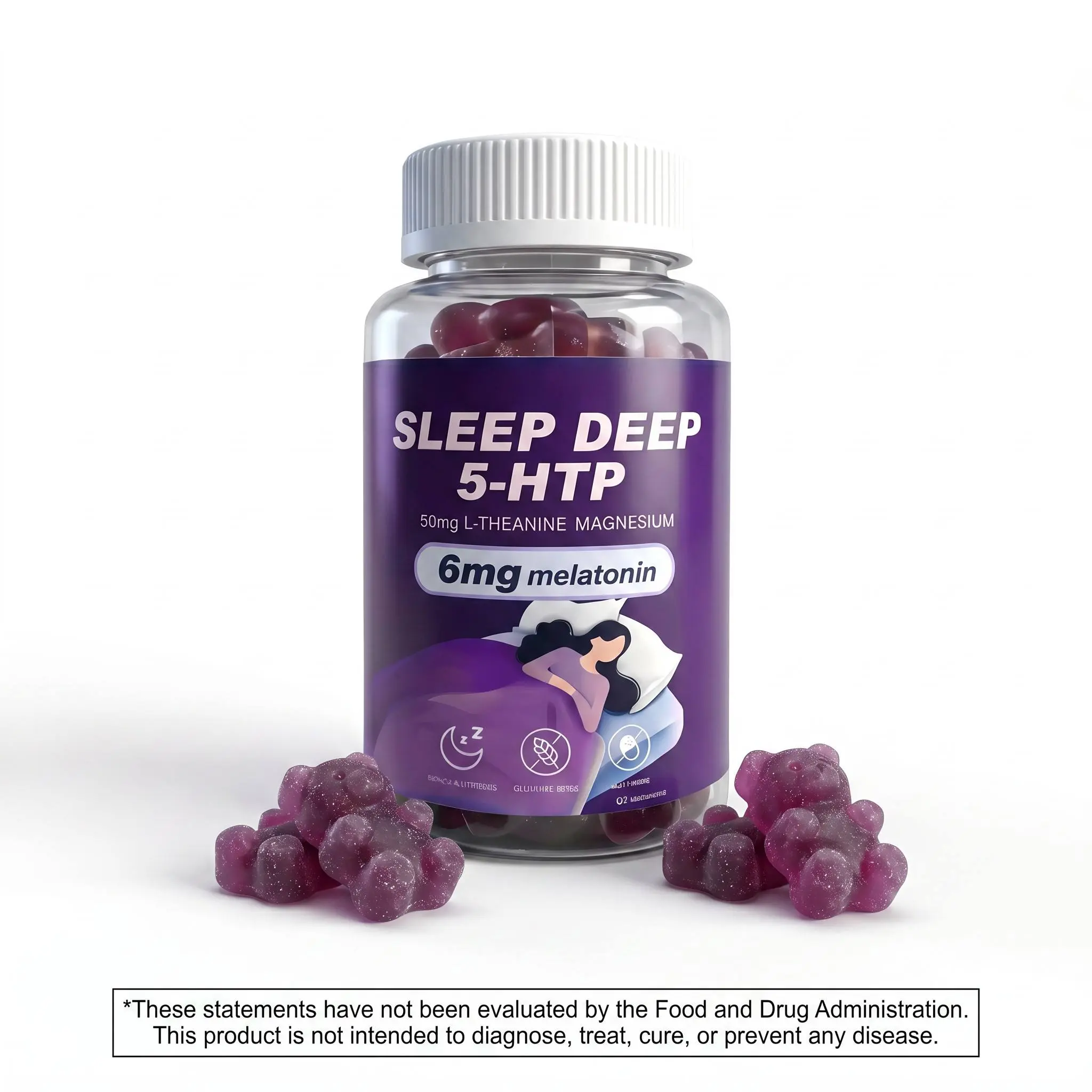 POWERBIRTH — 1 bottle (60 pieces): melatonin sleep gummies, sleep support gummies, melatonin dietary supplement, 5 mg melatonin gummies, sleep gummies (plant-based melatonin), gellan gum base sleep gummies, natural grape flavor gummies