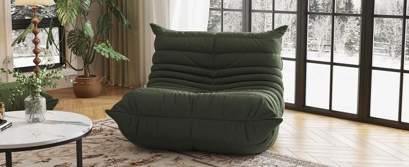 Bean Bag Chair, Fireside Chair, Large Bean Bag Chair for Adults, Bean Bag Chairs for Teens with High-Resilience Foam, Non-Slip Base Floor Lounge Sofa,Living Room (Green, Single)