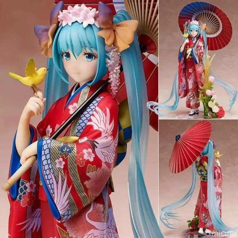 Hatsune Miku Figurine, Deep Sea Flower Dress, Umbrella Girl Handmade Model, Anime Collectible Figure, Unisex Design
