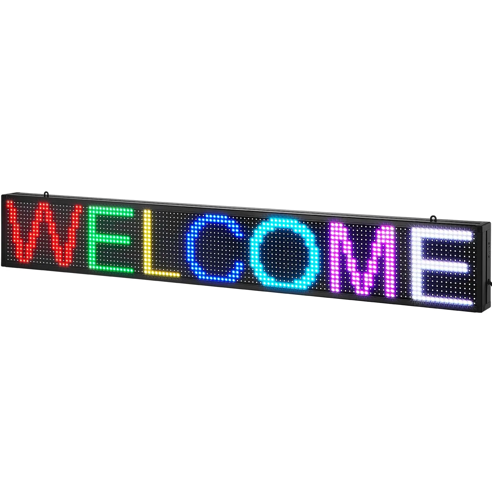 VEVOR LED Message Board, P10 Full Color Scrolling Display, Customizable Text and Animation via WIFI or USB, Ideal for Retail, Parties, and Bars, 52" x 8"