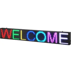 VEVOR LED Message Board, P10 Full Color Scrolling Display, Customizable Text and Animation via WIFI or USB, Ideal for Retail, Parties, and Bars, 52" x 8"
