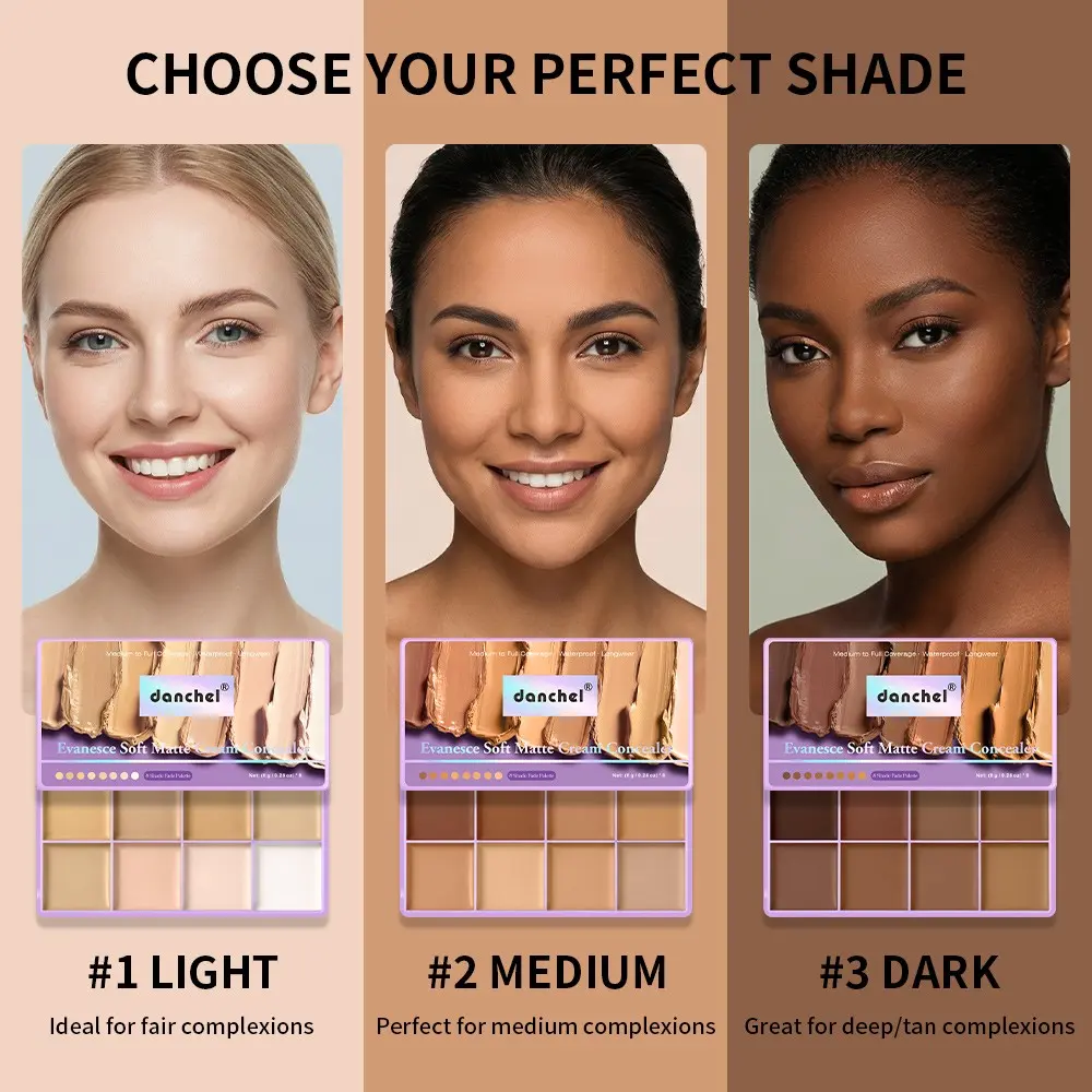 8-Color Concealer Palette, Color Corrector & Contour Trio, Long Lasting Blendable Buildable Pigmented Concealing Full Face Coverage for Dark Circles, Acne Marks, Spots, Makeup Artist Recommended