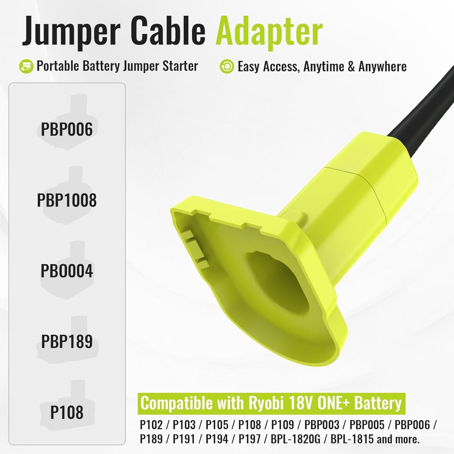 Car Starter Jumper Cables With Adapter For Dewalt/Milwaukee  18v/20v Dcb Battery Starter 8AWG 3.28ft Car Battery Booster Pack, Battery Jumper Battery Not Included