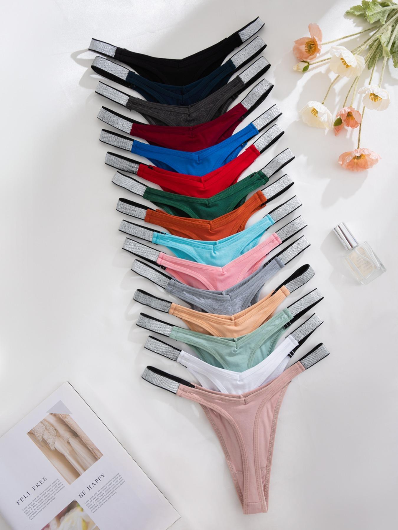 Women's Glitter Solid Color Drop Waist Thong, Regular Fit Casual Comfy Breathable Seamless Panty for Daily Wear, Ladies Underwear for All Seasons, Underwear for Women, Seamless Design