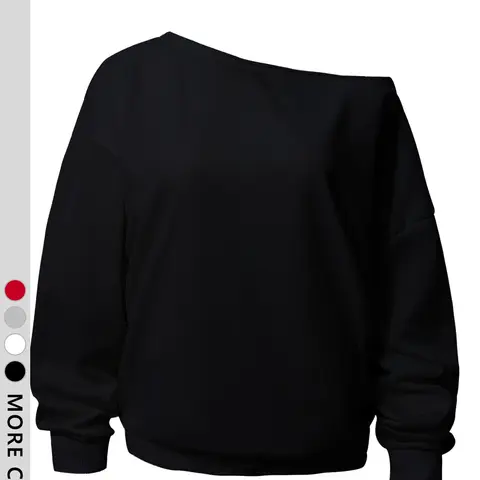 Women's Loose Asymmetrical Neckline Sweatshirt, Casual Drop Shoulder Long Sleeve Pullover Sweatshirts for Daily Wear, Perfect for Fall and Winter