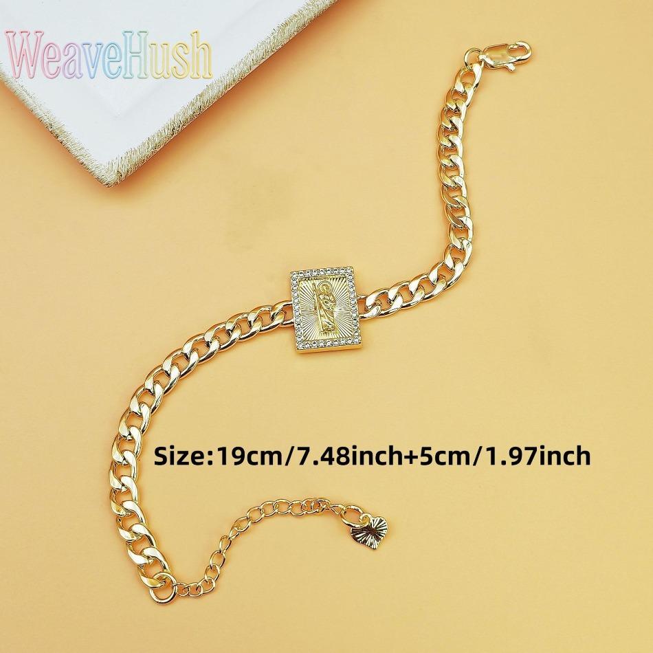 Hot Sale Retro Saint Jude Avatar Pendant Bracelet, Maillard Color Punk Style Chain for Men & Women, Trendy Couple Matching Religious Jewelry, Vintage Hip Hop Design for Daily Wear, Street Style & Festival Gifting