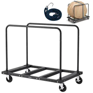 VEVOR Drywall Cart Dolly, 1800 lbs Load Capacity, Steel Panel Truck Cart with 5 inch Swivel Casters, Lumber Drywall Dolly with Tie-Down Strap 2 Side Handrails for Factory, Warehouse, Garage, Black